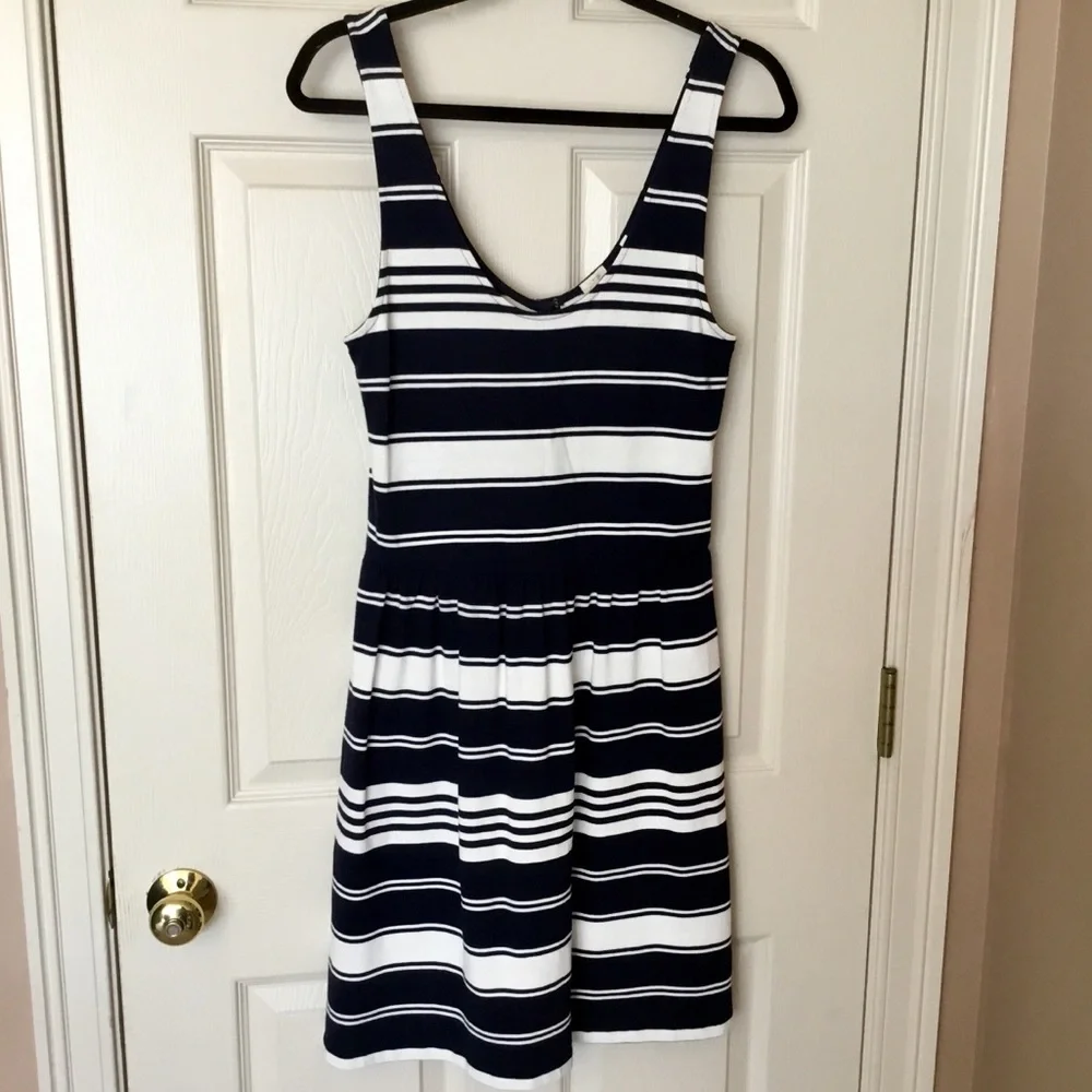 J.Crew Navy & White Striped Tank Dress - S